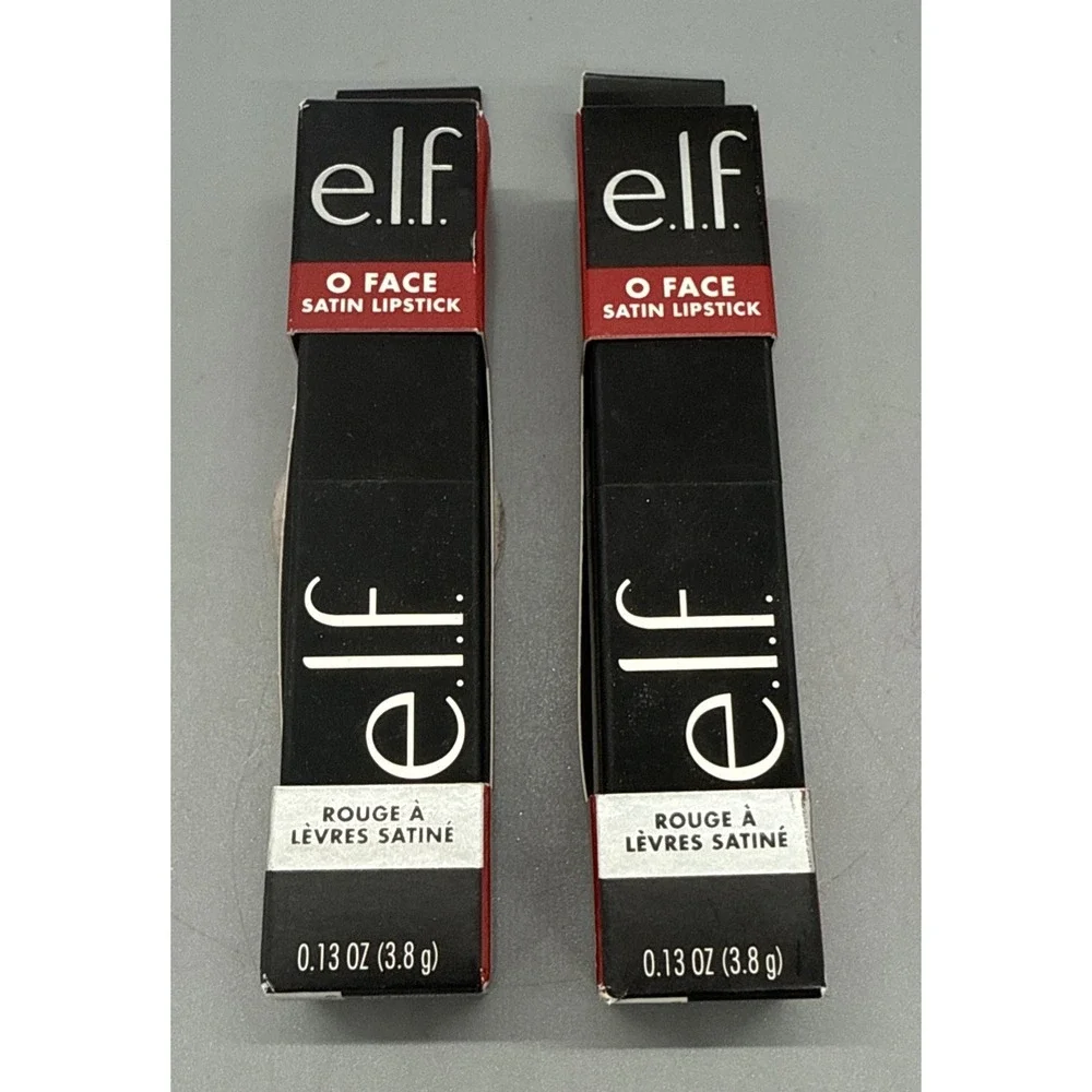 2 pack e.l.f. O FACE Satin Lipstick, No Regrets, 0.13oz New With Box.